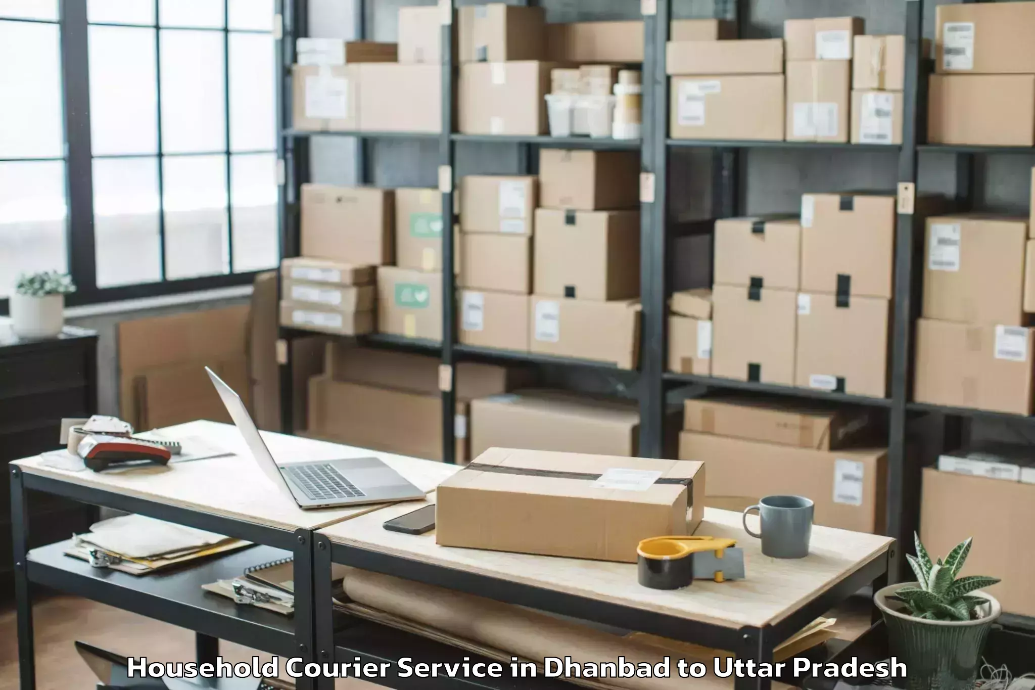 Book Dhanbad to Itimadpur Household Courier Online